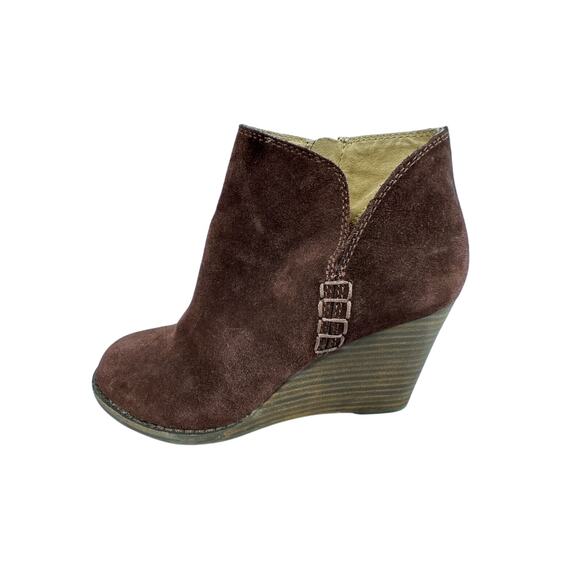 Lucky Brand Burgundy Suede Wedge Ankle Booties Boots LK YIMME 6.5 M - Picture 6 of 12